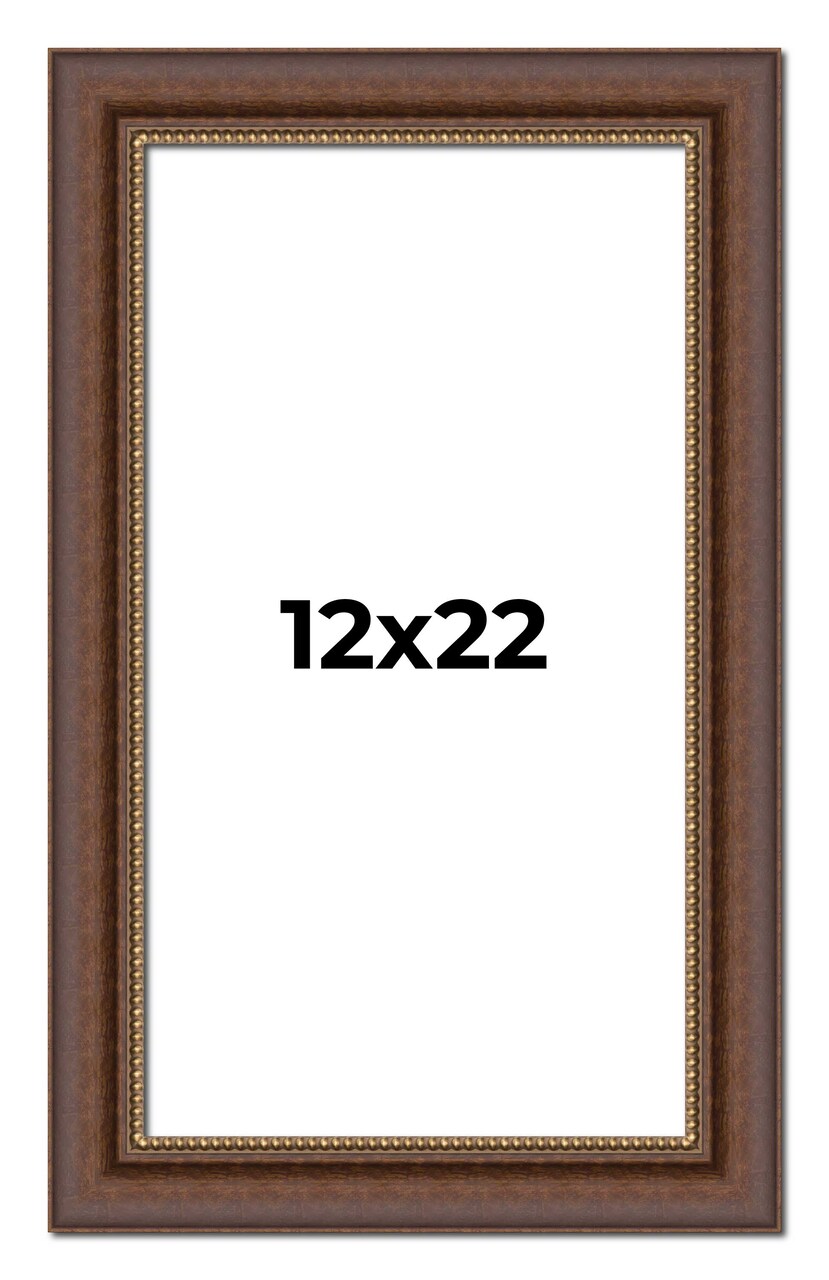 12x22 Traditional Picture Frame with UV-Resistant Acrylic & Acid Free Backing, Available in 3 Finishes - Black, Brown, Gold
